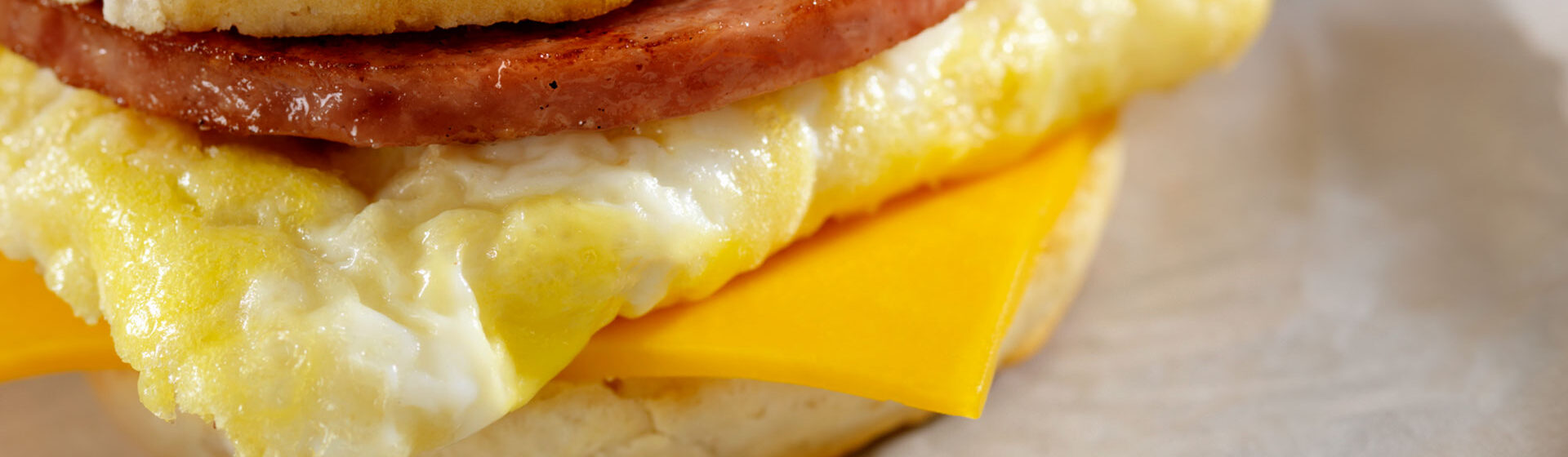 Ham, egg and cheese biscuit sandwich