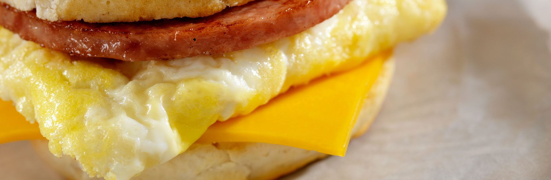 Ham, egg and cheese biscuit sandwich